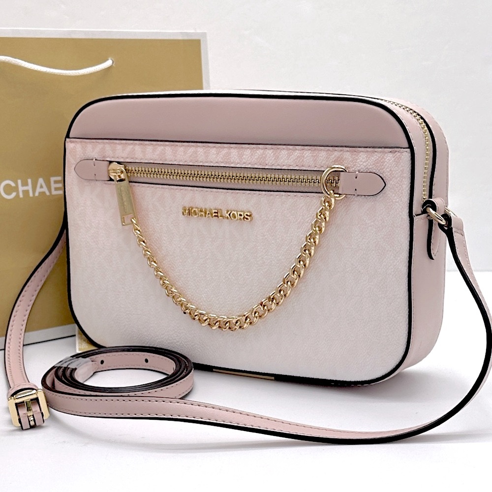 Michael Kors Jet Set Large Ombré Signature Logo East West Crossbody Powder Blush